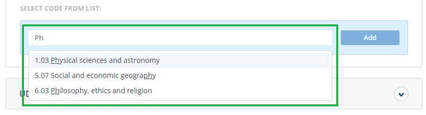 Enter the name of the category in the selection field from the list